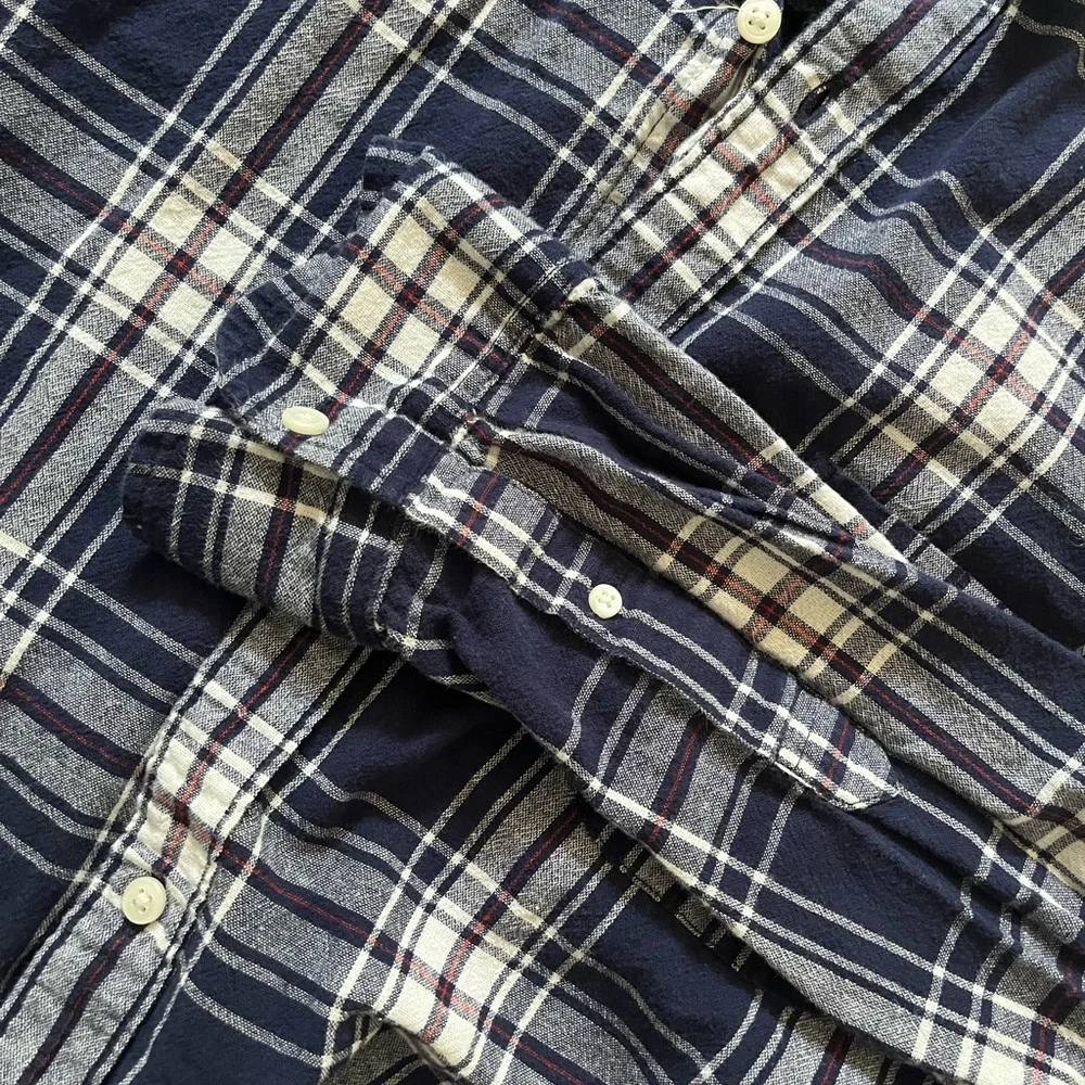 J.Crew Men's Navy Plaid Shirt XL